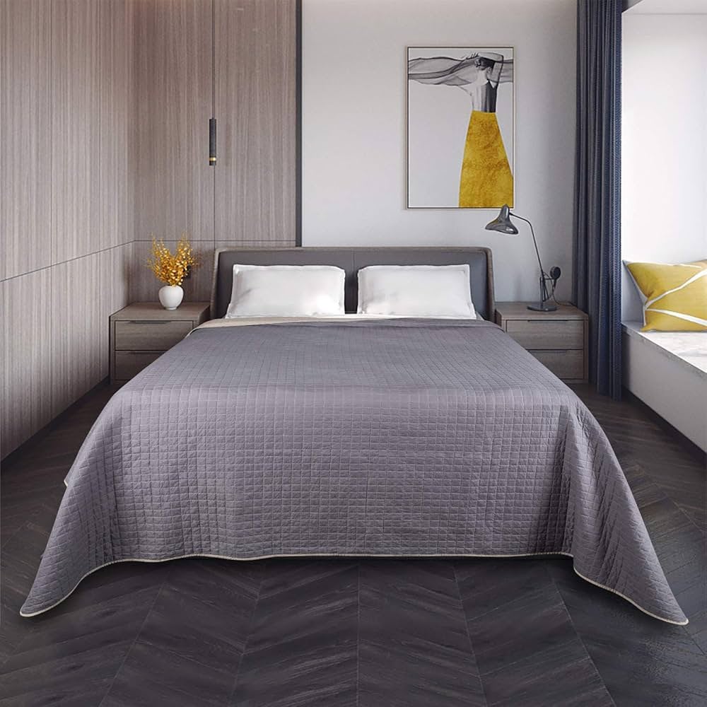WOLTU Gewatteerde Bedsprei 240x260 Taupe Donkergrijs sprei, Beige, Overige typen, Ophalen of Verzenden, H