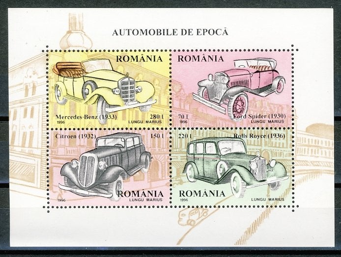 Roemenie Blok 303/04 Auto's 1996 postfris, Ophalen of Verzenden, Overige landen, Postfris