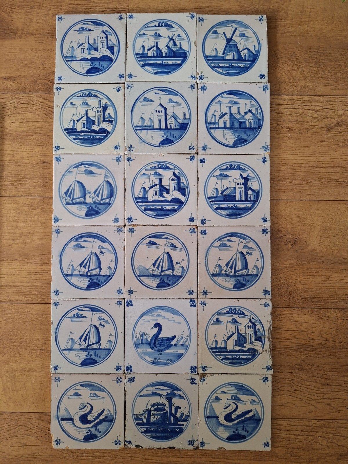 18 Antieke Hollandse Witjes - 18e Eeuw - Diverse Scènes, Antiek en Kunst, Ophalen of Verzenden