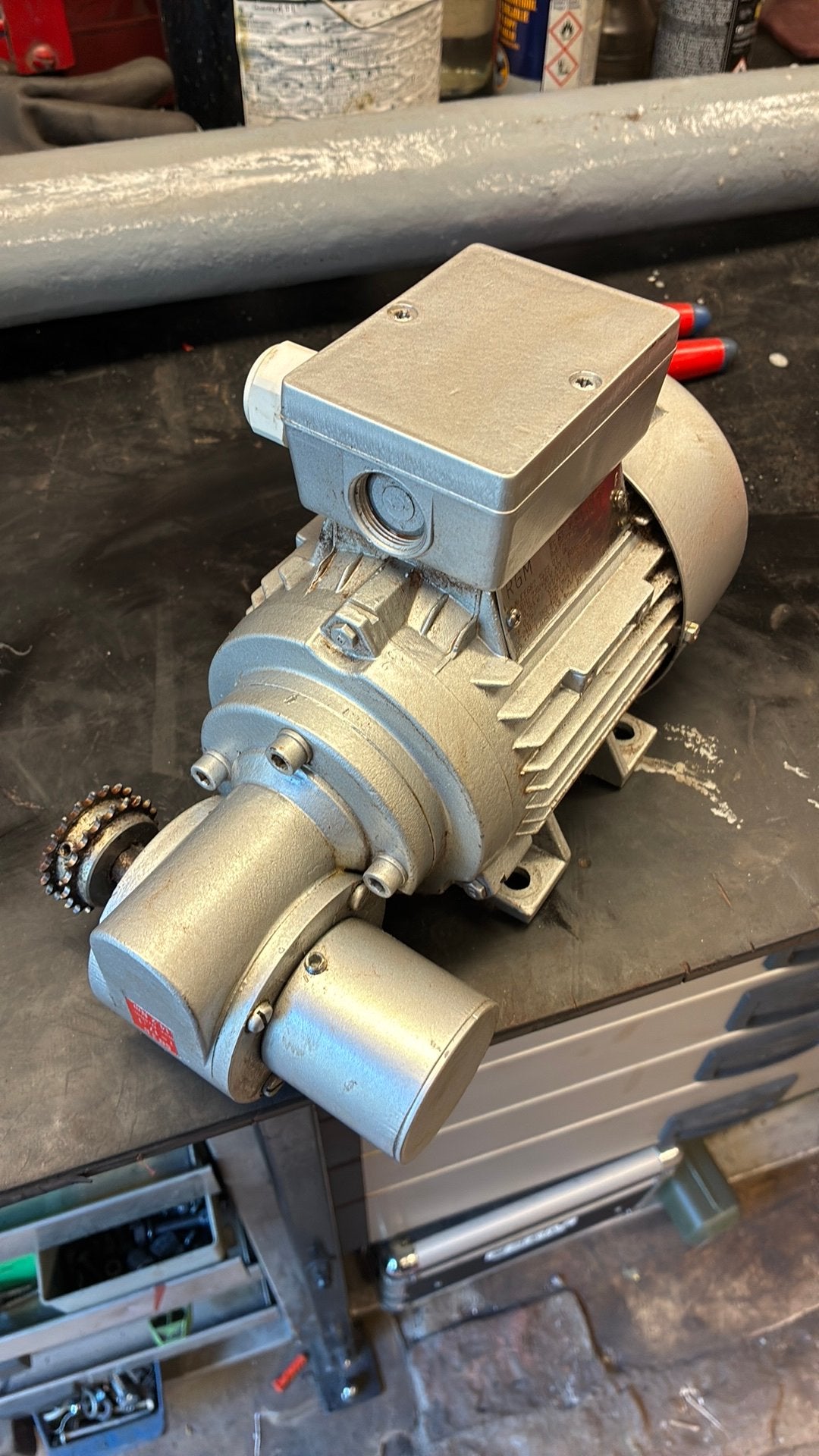 Elektromotor met vertragingskastje - RGM 0.18kW, Ophalen of Verzenden, Gebruikt, Elektromotor, 1400 tot 1800 rpm