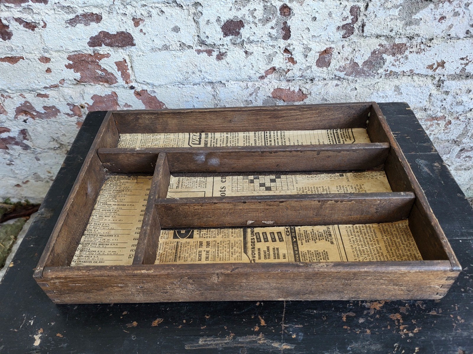 oude brocante franse bestekbak / letterbak/ allegonda, Ophalen of Verzenden