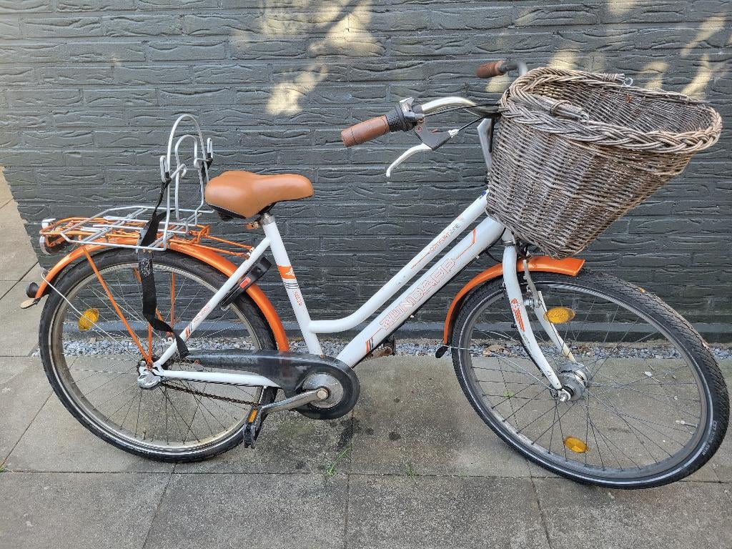 Fiets 26 inch, oranje/wit, Zündapp, Ophalen, Terugtraprem, Jaren '60 of nieuwer, 47 tot 51 cm