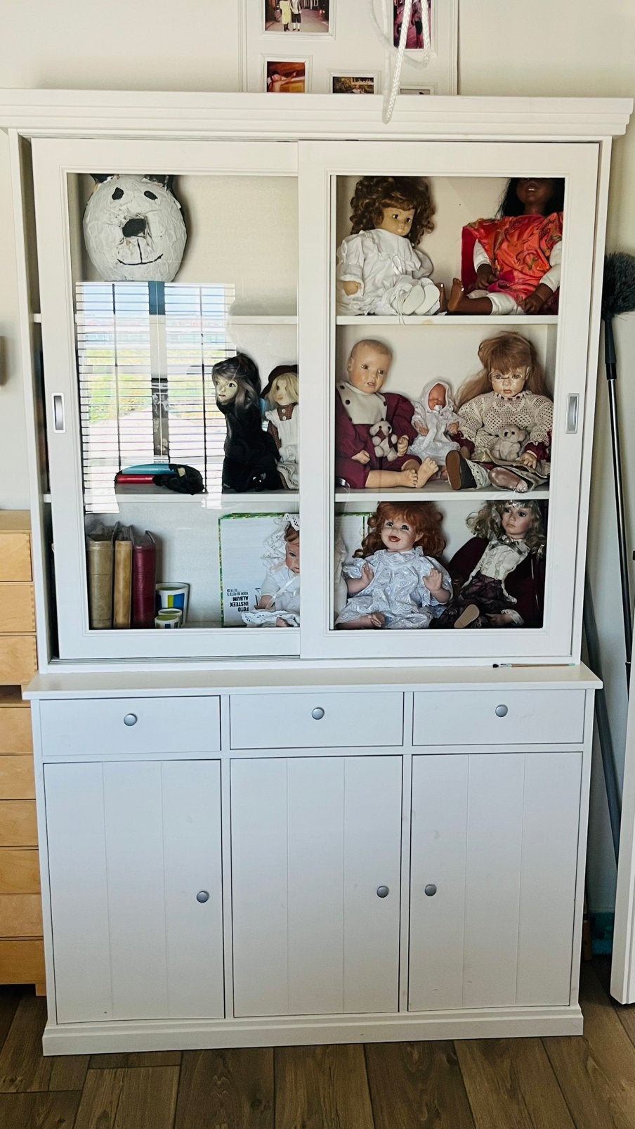 Buffet-vitrinekast wit, 2 delen, 200x120x45 cm, Ophalen, 100 tot 150 cm, 200 cm of meer, Zo goed als nieuw