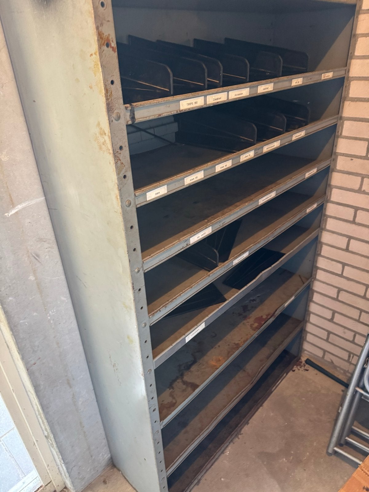 Metalen magazijnstelling met vakken, Ophalen, Gebruikt