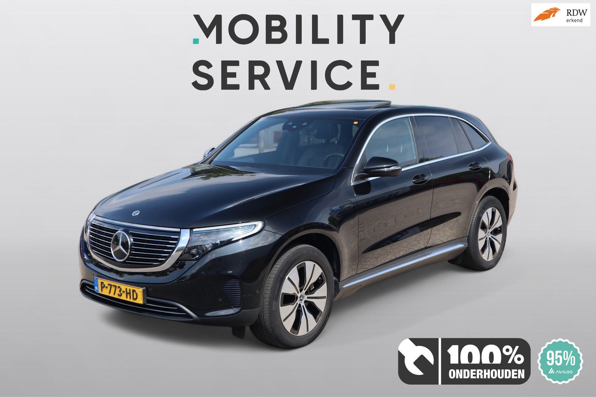 Mercedes-Benz EQC 400 4MATIC Premium 80 kWh Pano Trekhaak Ma, 80 kWh, 1333 min, Zwart, Leder