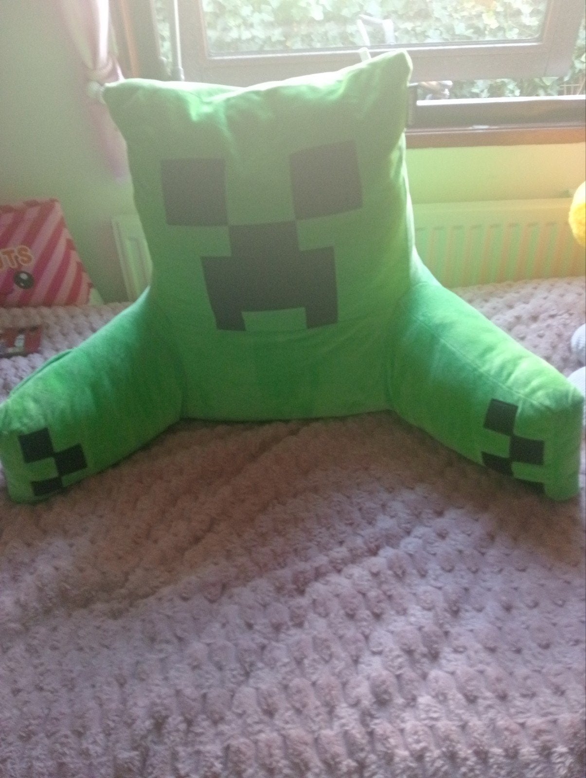 Minecraft Creeper Kussen 2x - Zo goed als nieuw, Ophalen, Groen, Overige merken, Overige karakters