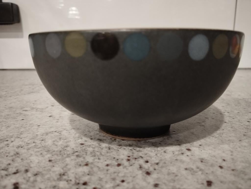 GEVRAAGD Denby "Jet Dots" rice bowls, Huis en Inrichting, Ophalen of Verzenden, Overige stijlen, Aardewerk, Schaal of Schalen