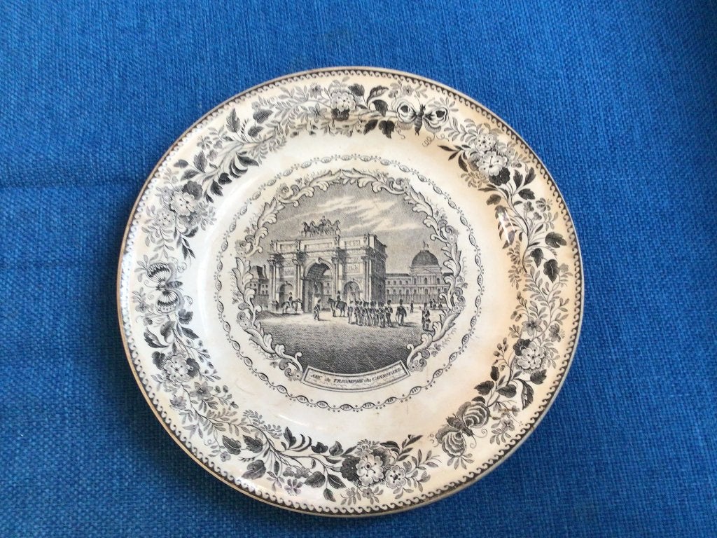 Antiek Frans aardewerk bordje, Arc  Triomphe du Carrousel, Ophalen of Verzenden
