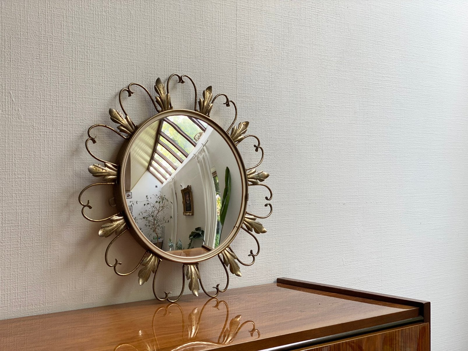 Vintage Deknudt Zonnespiegel, Minder dan 50 cm, Rond, Ophalen of Verzenden, Zo goed als nieuw