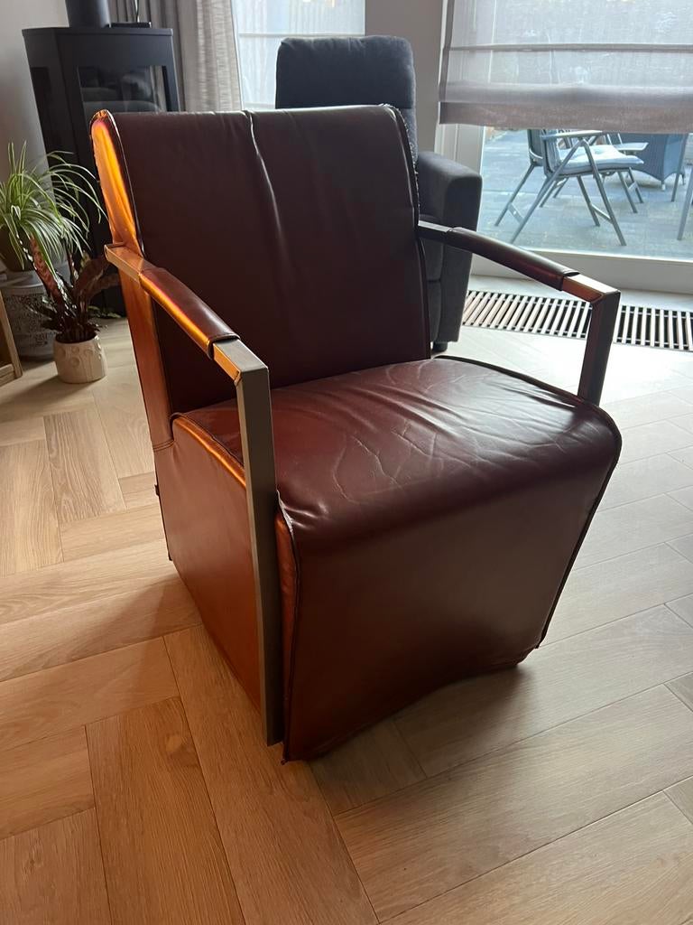 6 leren eetkamer fauteuils stoelen zgan, Huis en Inrichting, Fauteuils, Ophalen, Zo goed als nieuw, Minder dan 75 cm, 50 tot 75 cm