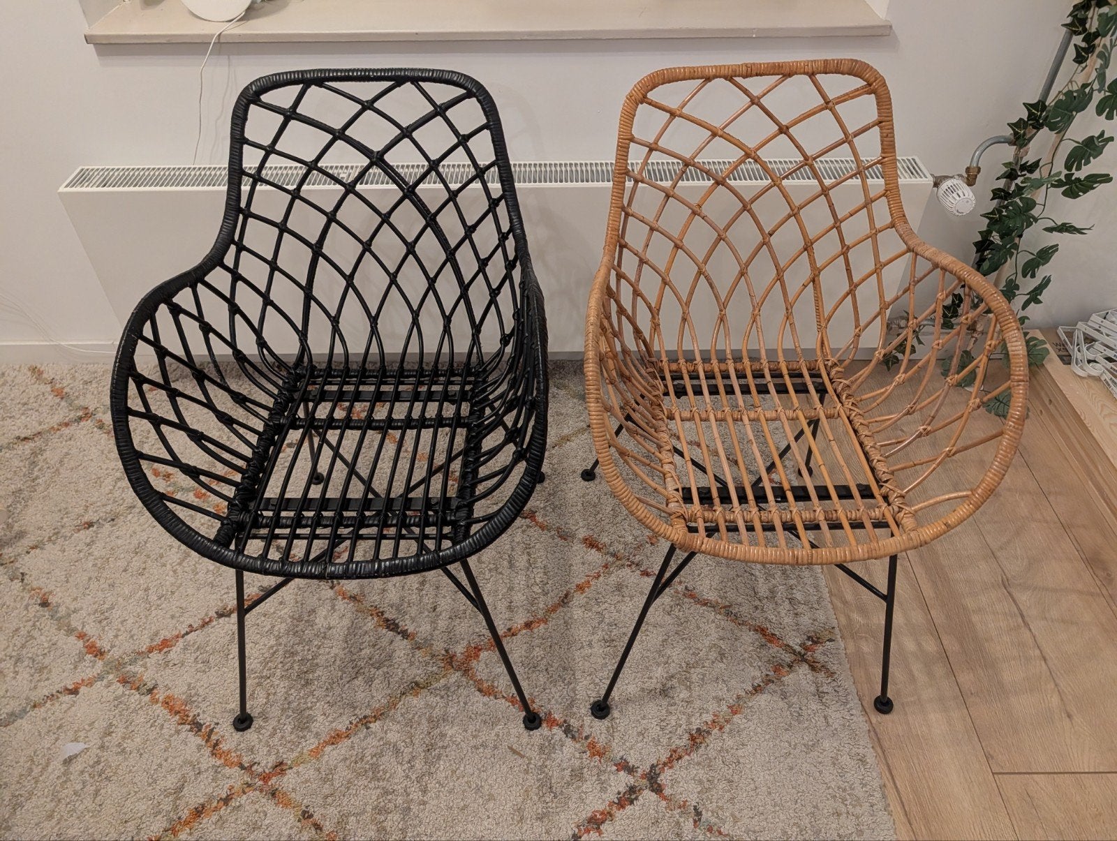 Set van twee Rotan stoelen in goede staat, Huis en Inrichting, Stoelen, Ophalen, Gebruikt, Twee, Overige kleuren