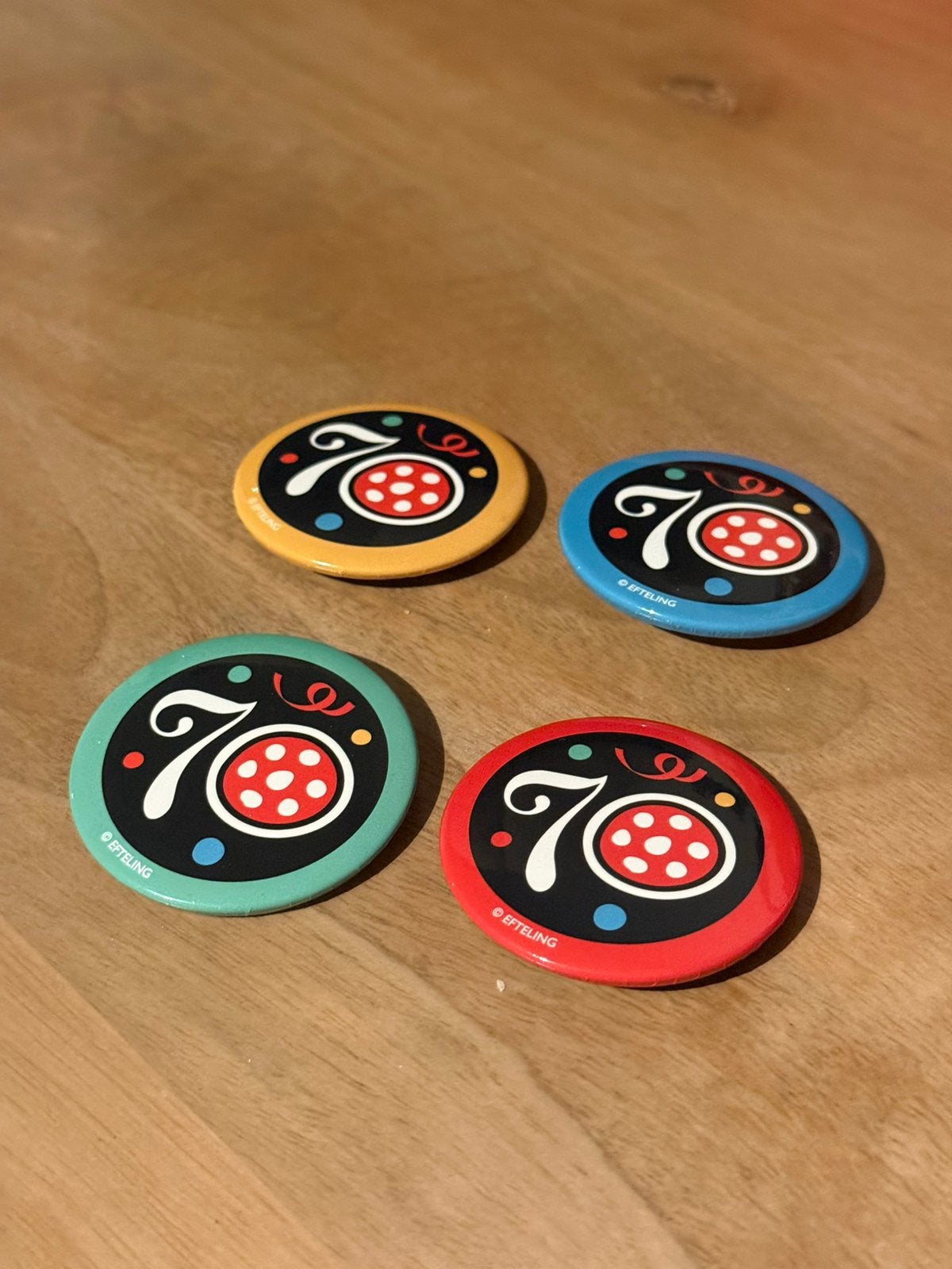 Efteling 70 jarig jubileum button set, Verzamelen, Ophalen of Verzenden, Nieuw, Button of Speldje
