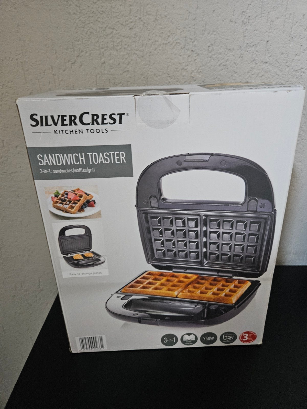 SilverCrest 3-in-1 Sandwich-, Wafel- en Grillijzer, Ophalen of Verzenden, Uitneembare platen, Nieuw