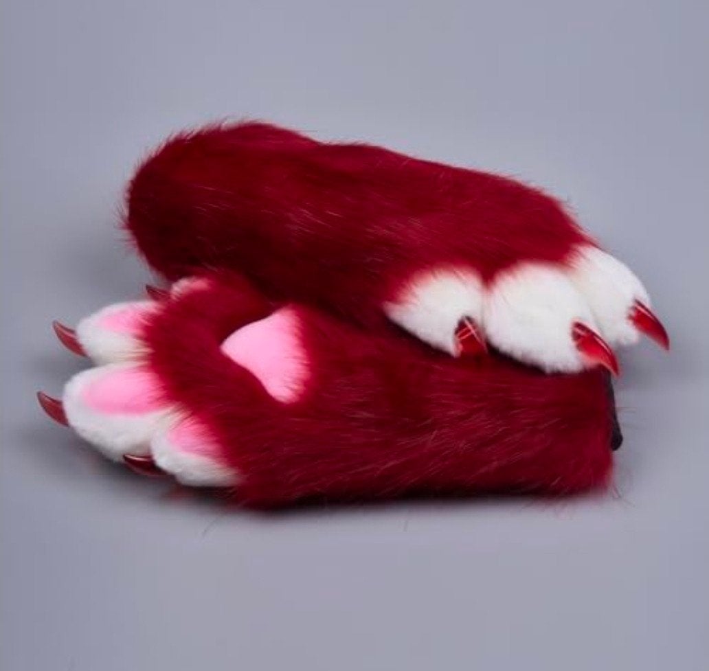 Rode Faux Fur Klauwen - Cosplay Accessoire, Hobby en Vrije tijd, Ophalen of Verzenden, Nieuw, Accessoires