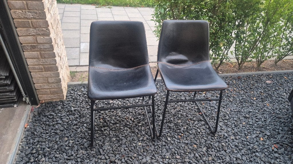 PU leren stoelen (2 stuks), Huis en Inrichting, Stoelen, Ophalen, Gebruikt, Twee, Zwart