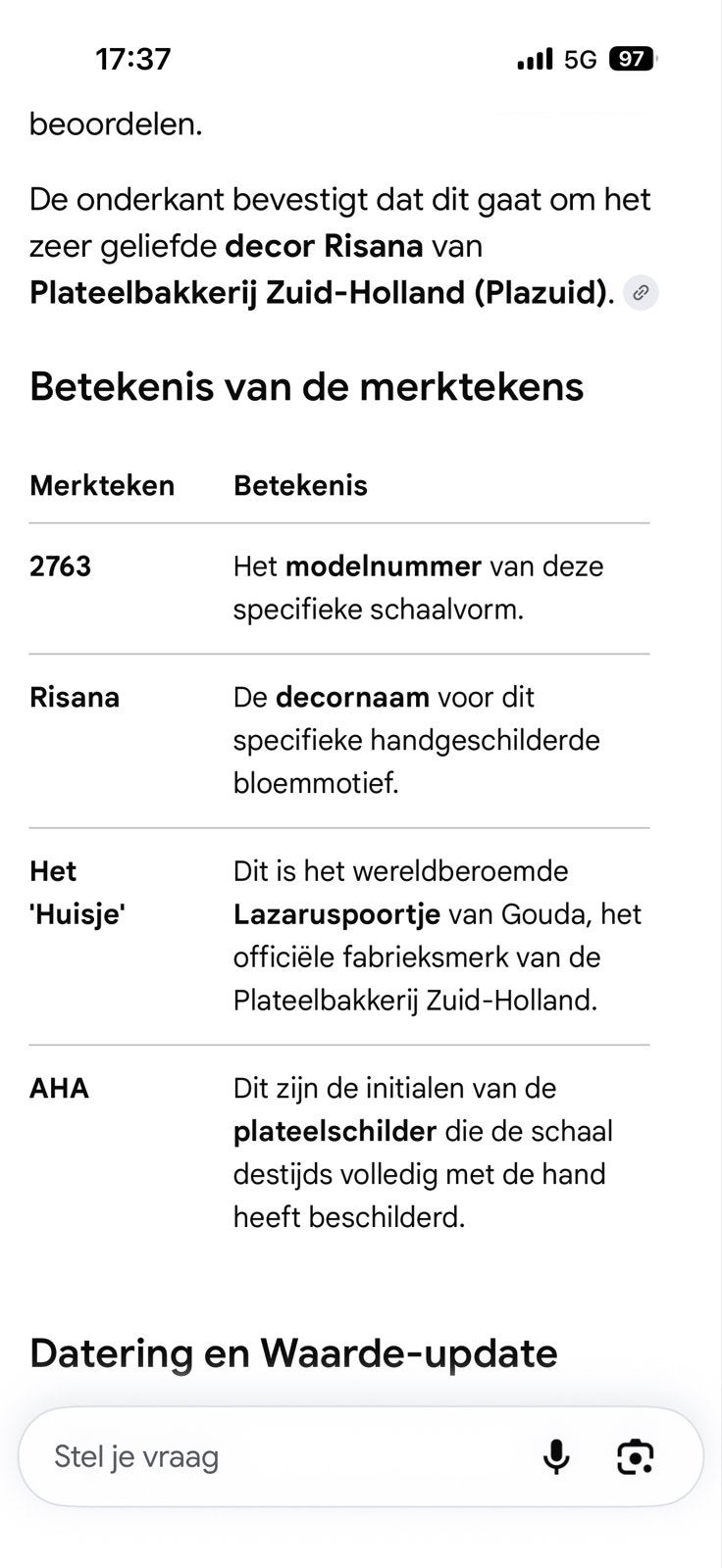 Antieke Plazuid Risana Schaal - Handgeschilderd Bloemmotief, Ophalen of Verzenden