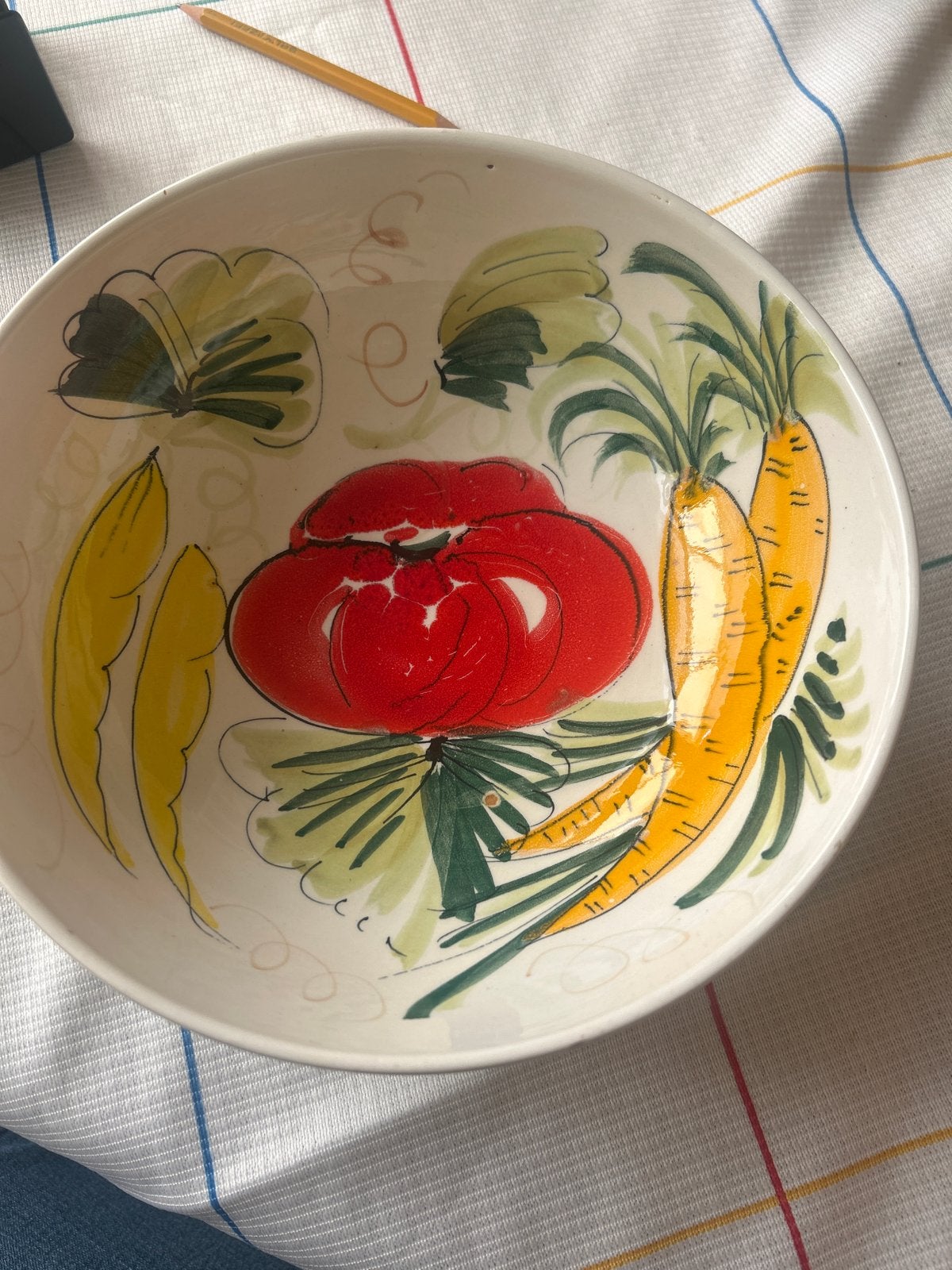 Vintage Decoratieve Keramische Schaal met Groentemotief, Ophalen