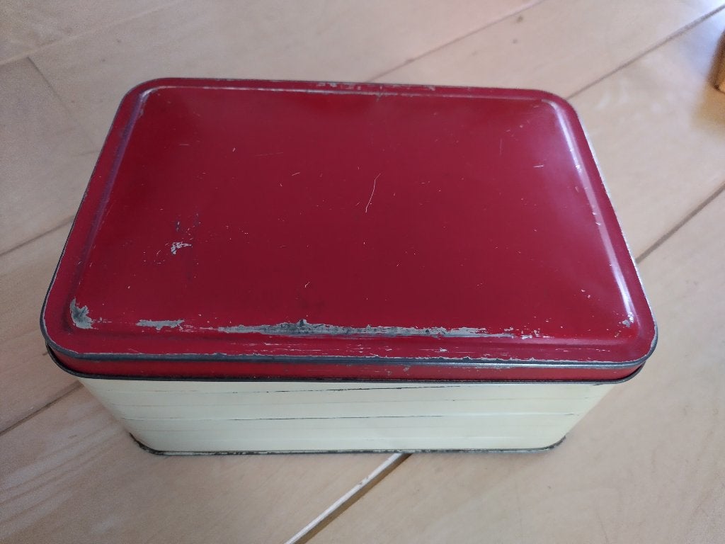 vintage koektrommel, blik, Ophalen of Verzenden, Gebruikt, Koek(jes)