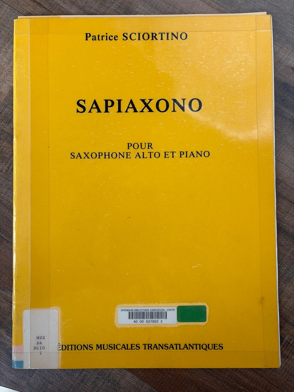 Patrice Sciortino - Sapiaxono voor Saxofoon en Piano, Gebruikt, Klassiek, Saxofoon, Ophalen of Verzenden