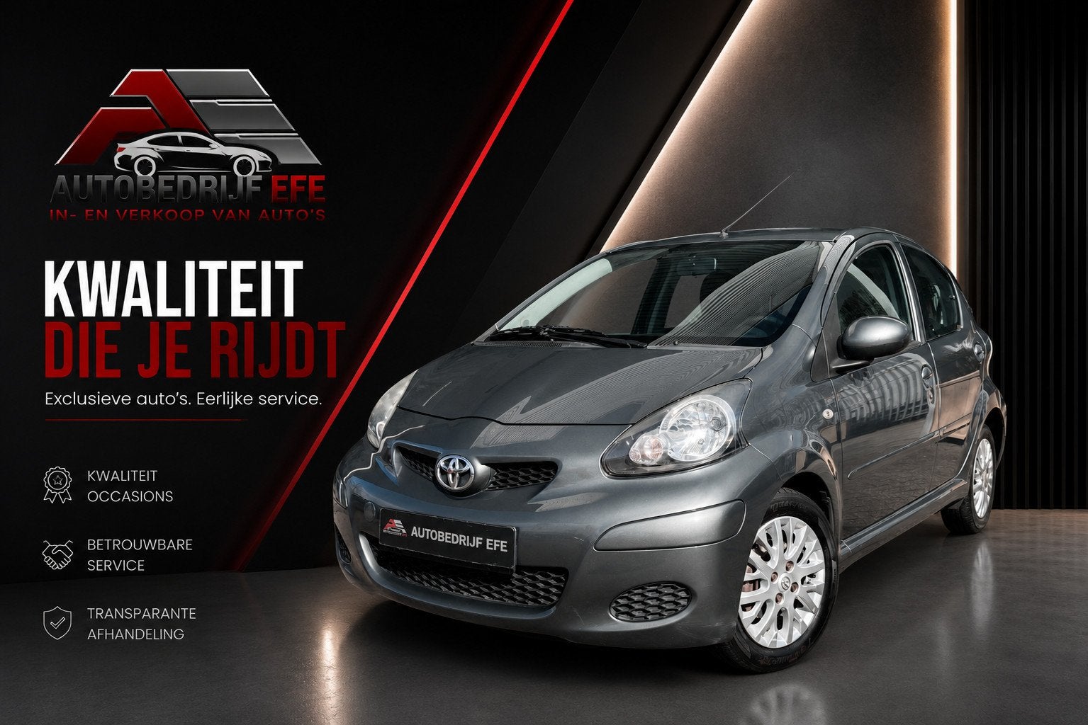 Toyota Aygo 1.0-12V Aspiration Green Leer*Airco*Sprtvlgn*Str, Auto's, Gebruikt, Zwart, 4 stoelen, Leder en Stof
