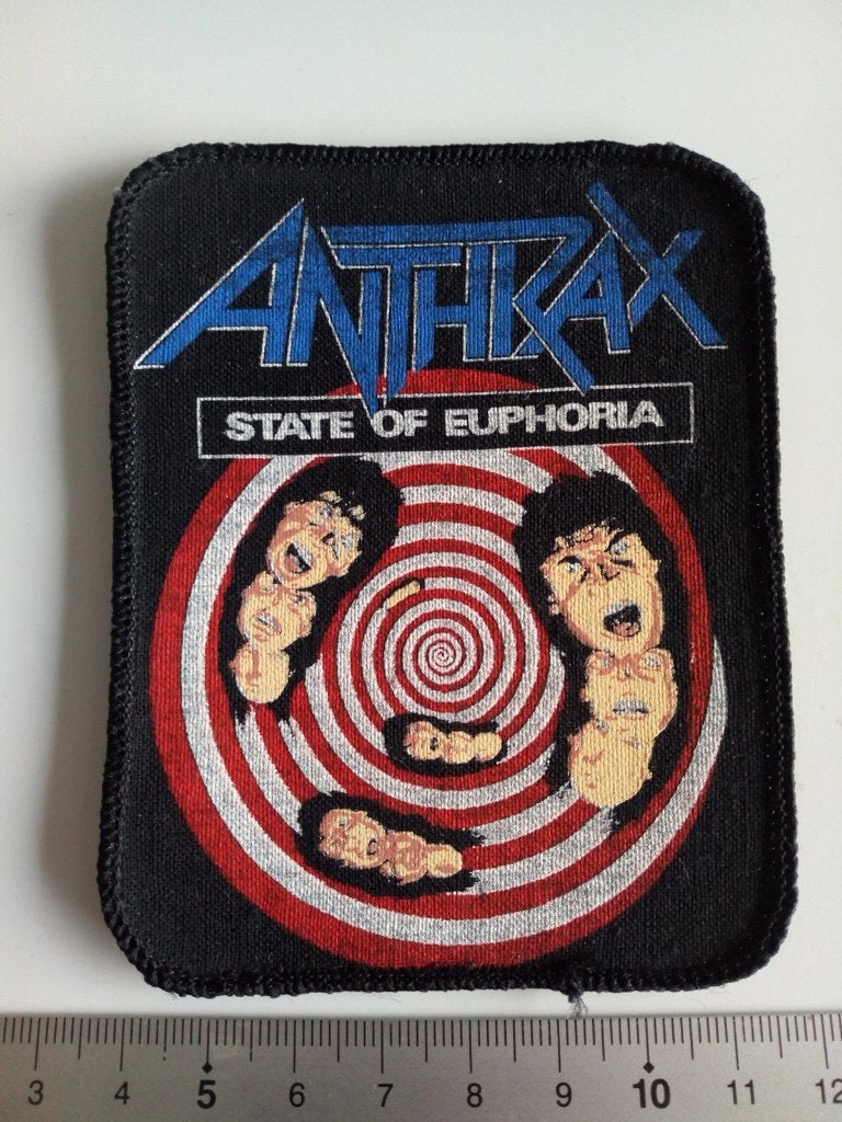 Anthrax leuke vintage 1988 State Of Euphoria patch a257, Verzenden, Nieuw, Kleding