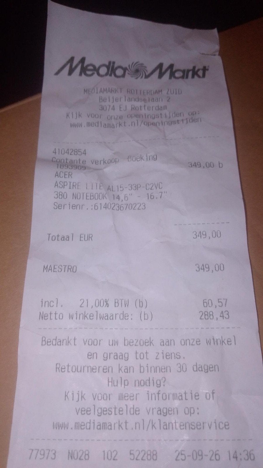 Nieuwe Acer Aspire Lite AL15-33P-C2VC Laptop - Ongeopend