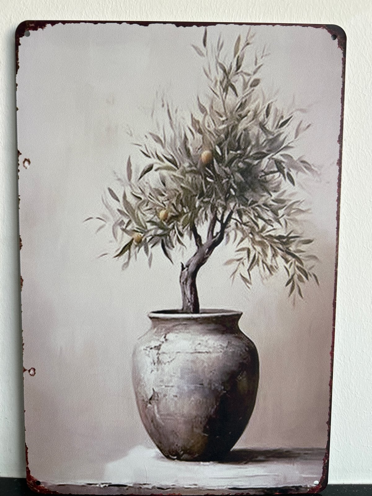 2D Bedrukt Aluminium Paneel Olijfboom 20x30 cm, Huis en Inrichting, Metaal, Meerkleurig, Nieuw, Ophalen of Verzenden