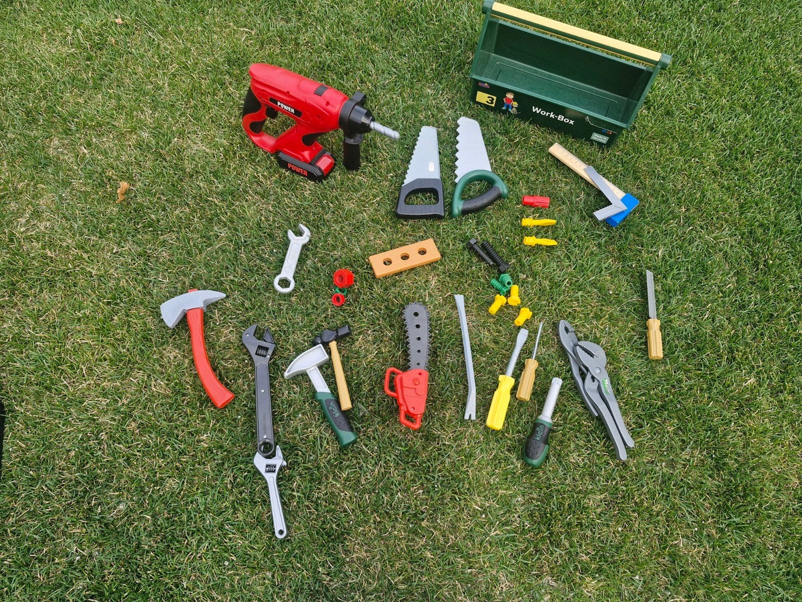 Grote speelgoed gereedschap set met boormachine en kist, Ophalen of Verzenden, Gebruikt, Jongen of Meisje