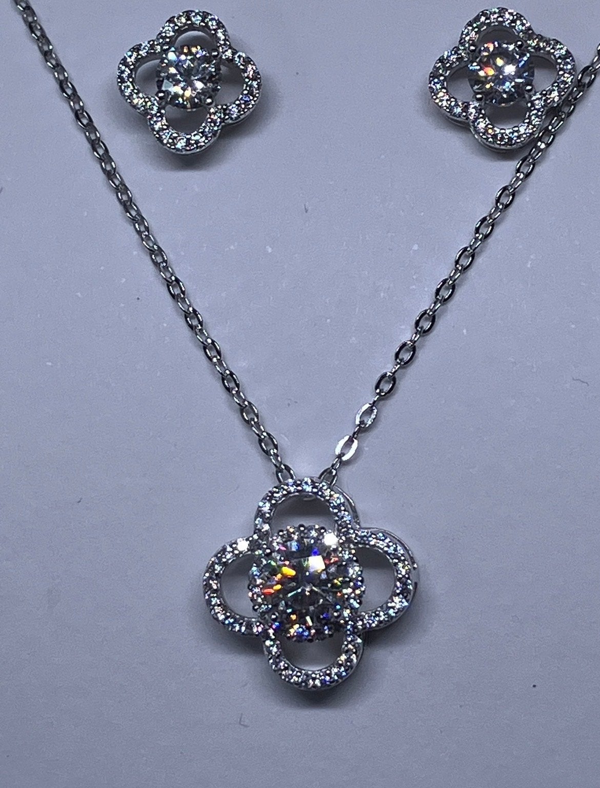 Zilver 925 setje met Moissaniet (lab made diamant), Zilver en edelstenen, Info@zilver.com, Wit, Nieuw