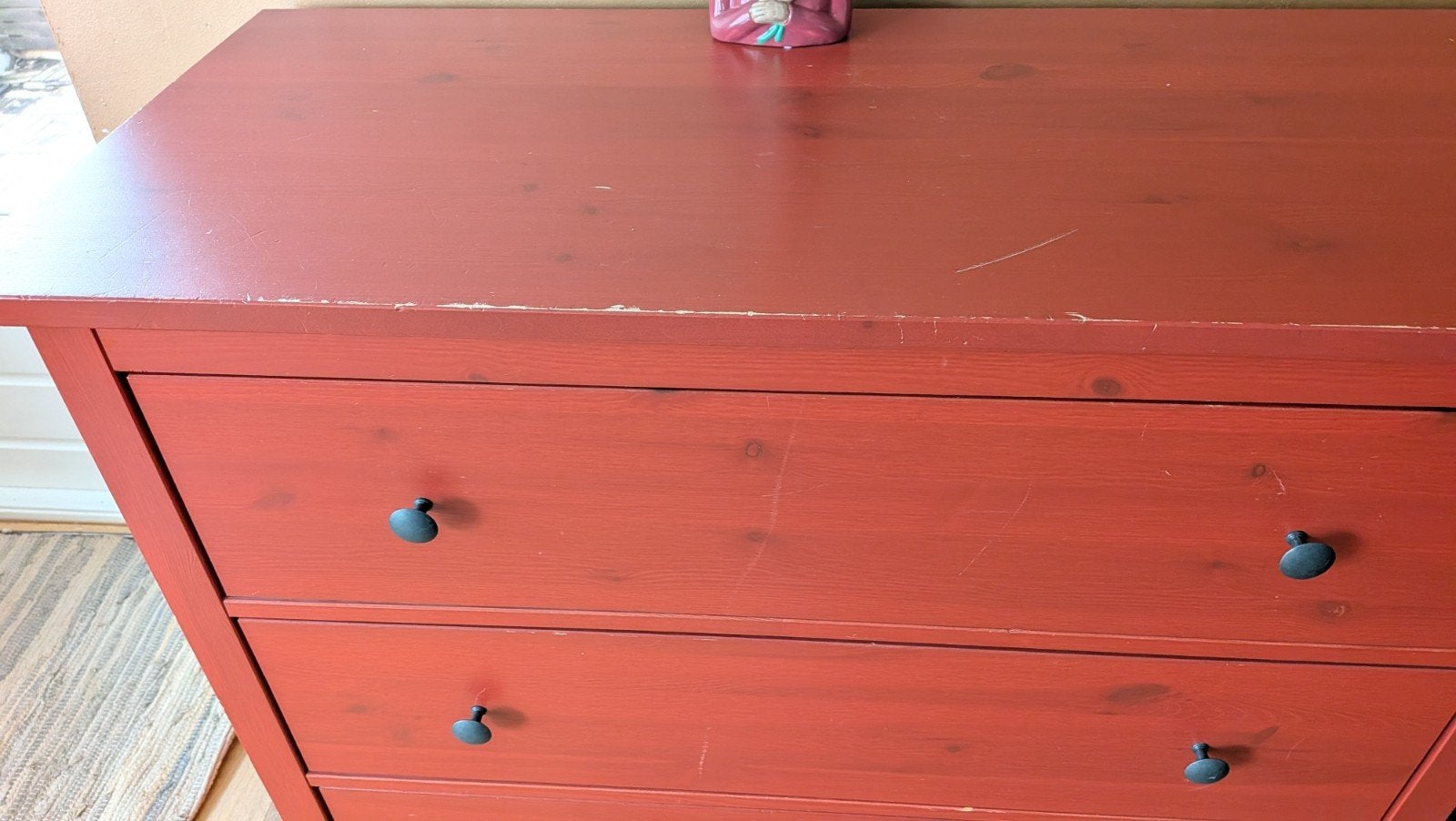 Twee rode ladekasten met 3 laden - Gebruikt Ikea, Huis en Inrichting, Ophalen, Gebruikt, 50 tot 100 cm, Minder dan 100 cm