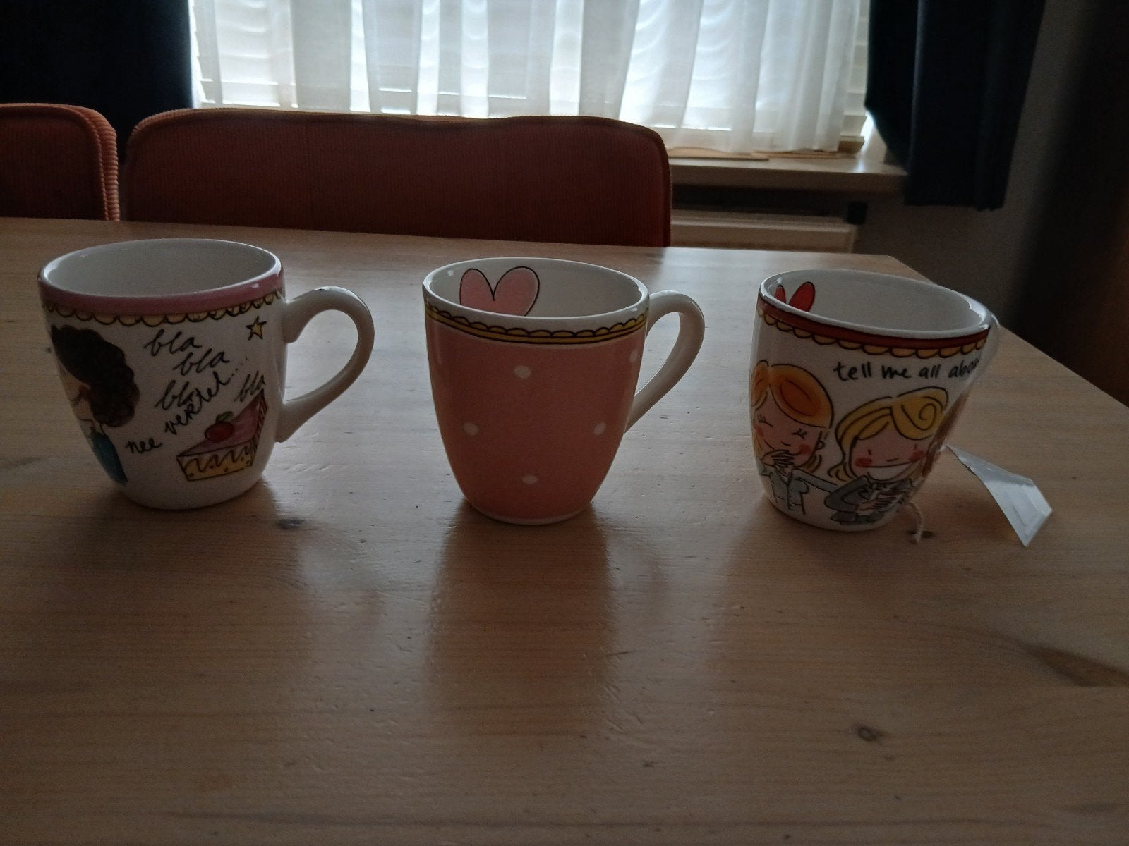 3 kleine mokjes blond nieuw per stuk, Nieuw, Overige stijlen, Aardewerk, Blond Amsterdam