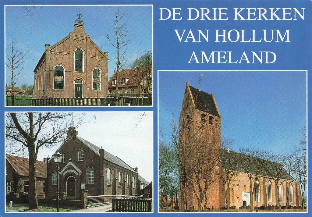 De drie kerken van Hollum, Ameland, Ophalen of Verzenden, 1980 tot heden, Ongelopen, Waddeneilanden