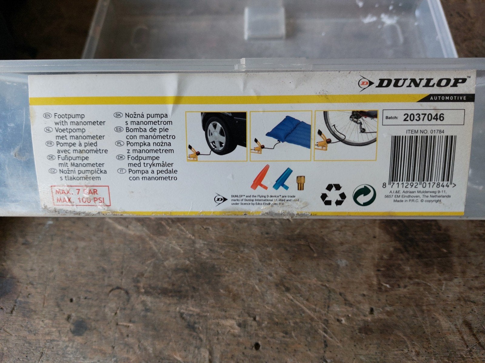 Dunlop Voetpomp met Drukmeter - Max 7 BAR, Ophalen, Drukmeter, Nieuw