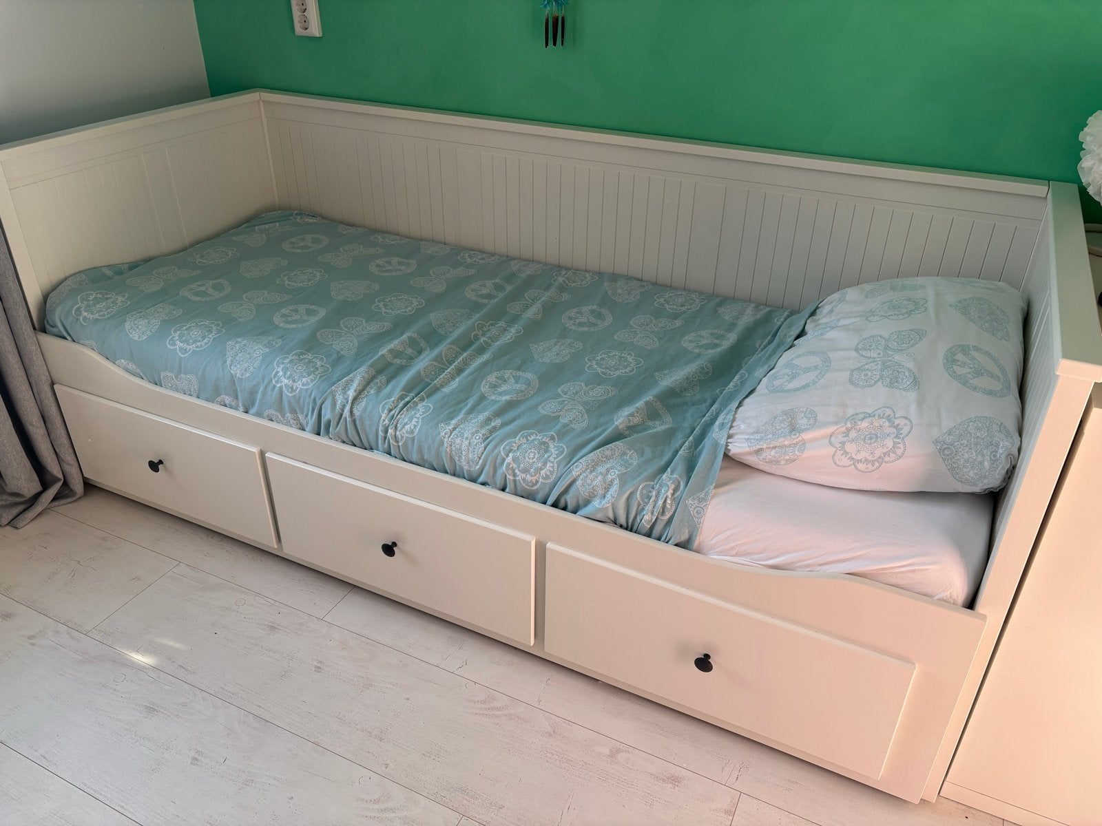 IKEA Hemnes bedbank met 3 lades - Wit, Ophalen, Gebruikt, Wit, Tweepersoons