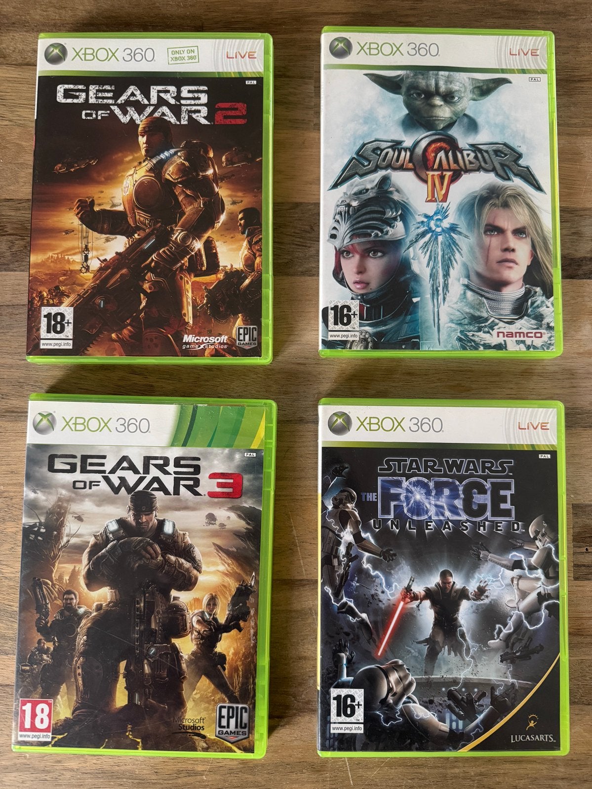 XBOX360 Games Gears of War Star Wars Soul Calibur, Spelcomputers en Games, Ophalen of Verzenden, Gebruikt, Vechten, Vanaf 18 jaar