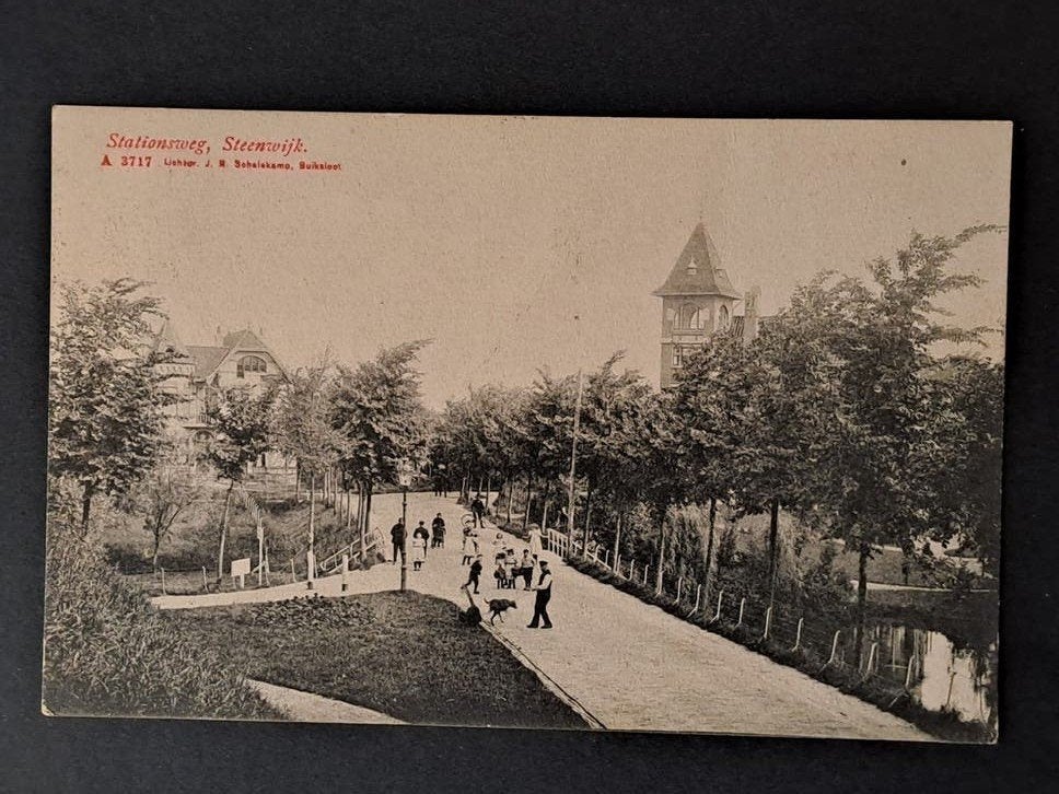 Steenwijk Overijssel Zicht op de Stationsweg 1908 Schalekamp, Verzenden, Voor 1920, Gelopen, Overijssel