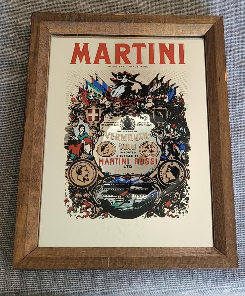 Vintage Martini Vermouth Reclame Poster in Lijst, Ophalen of Verzenden, Gebruikt, Rechthoekig, Minder dan 50 cm