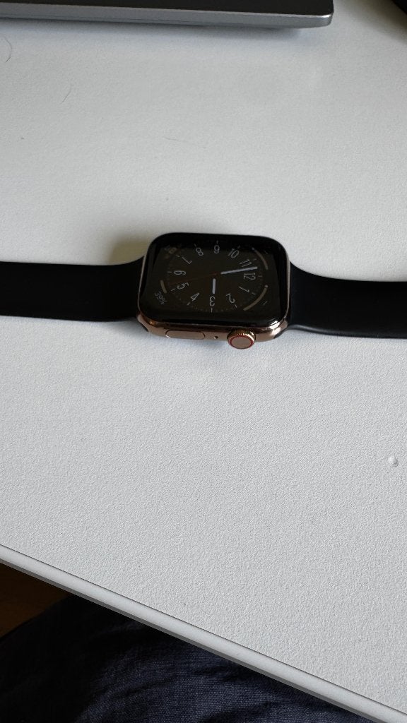 Apple watch 5 44mm stainless steel rosegold, Sieraden, Tassen en Uiterlijk, Ophalen, Gebruikt, Zwart, IOS