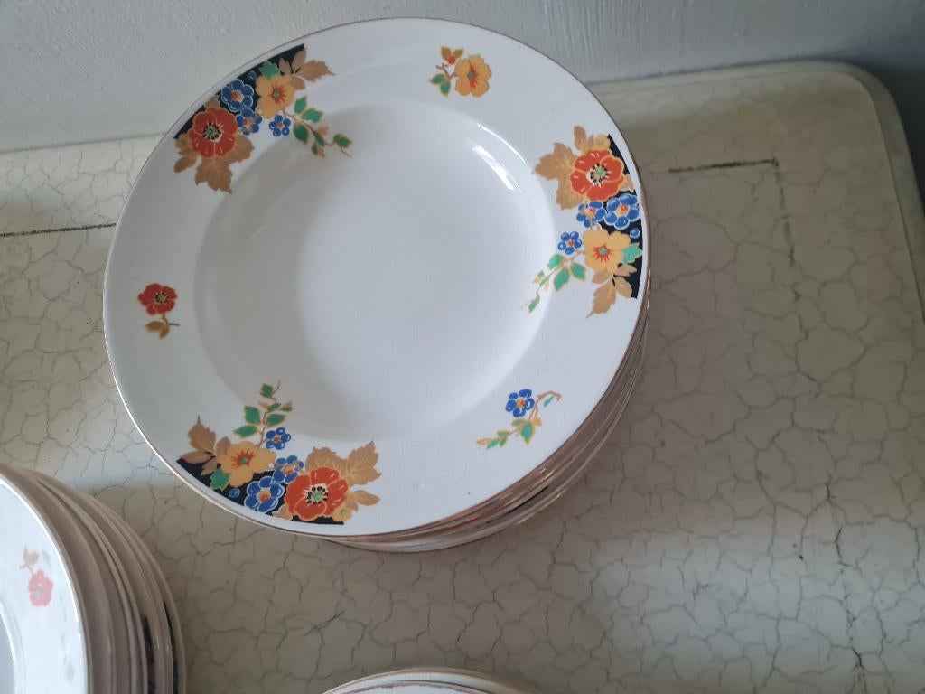 Antiek Mosa servies gemerkt 8 poortjes 29-delig, Antiek en Kunst, Ophalen of Verzenden
