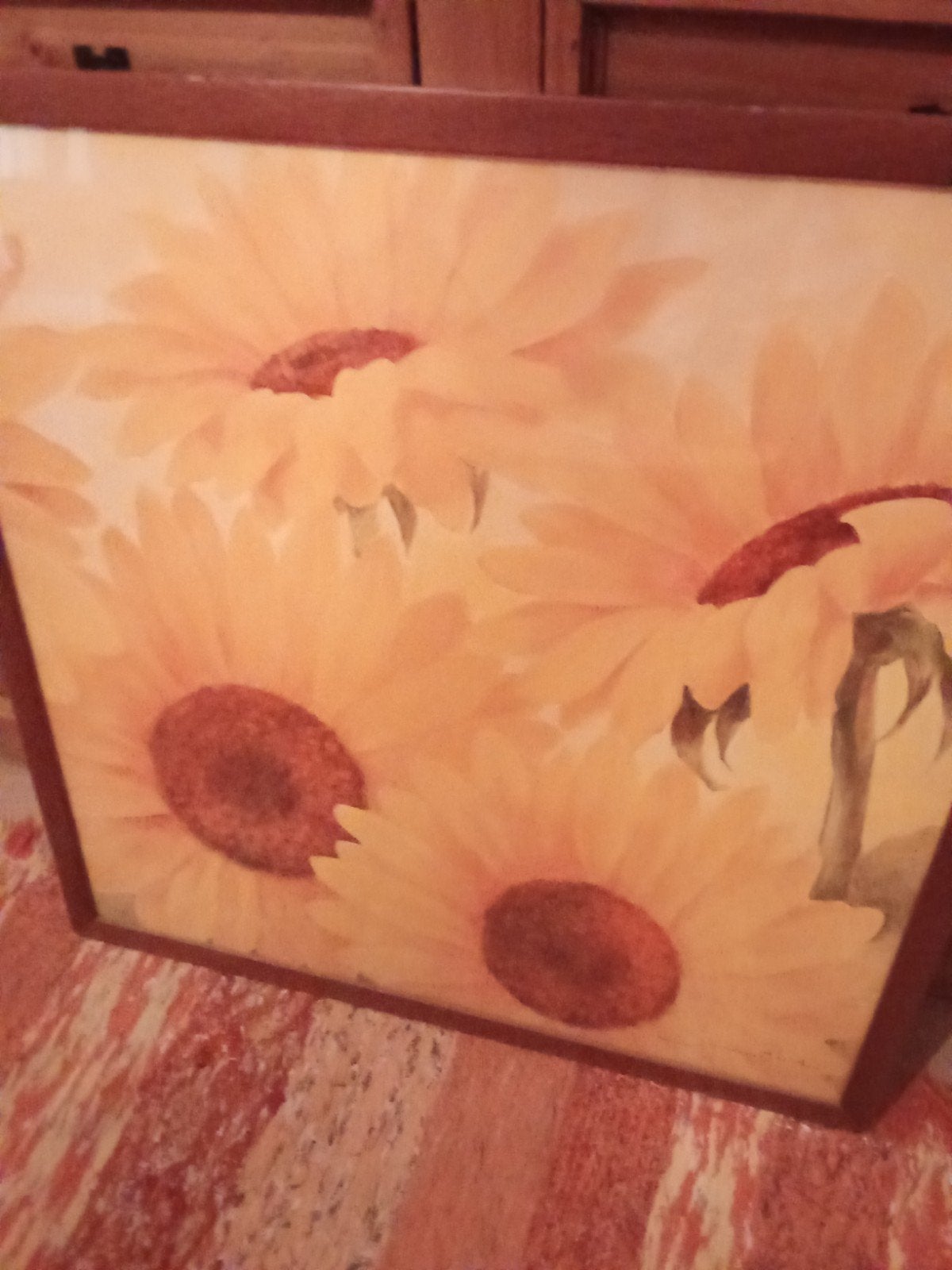 Schilderij met zonnebloemen, Ophalen