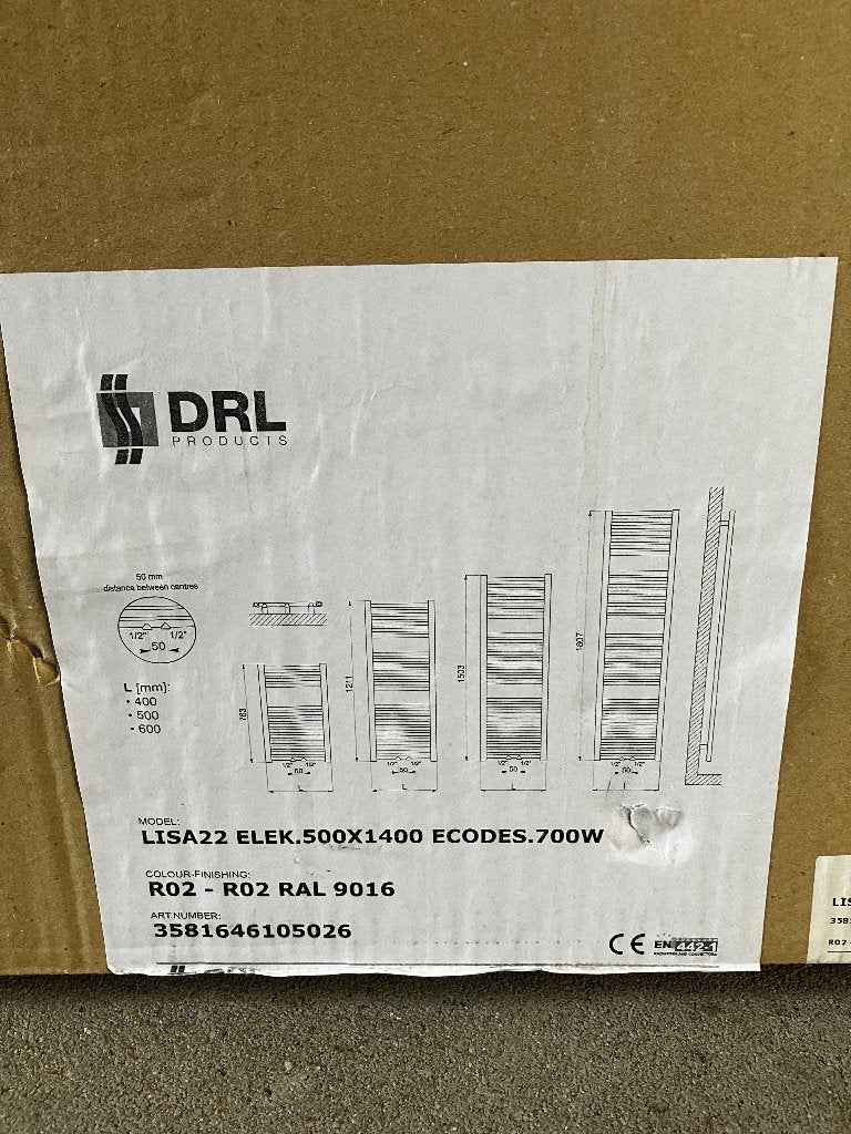 - NIEUW -Elektrische badkamer en handdoekradiator (DRL Lisa), Ophalen, 500 tot 800 watt, Radiator, Nieuw