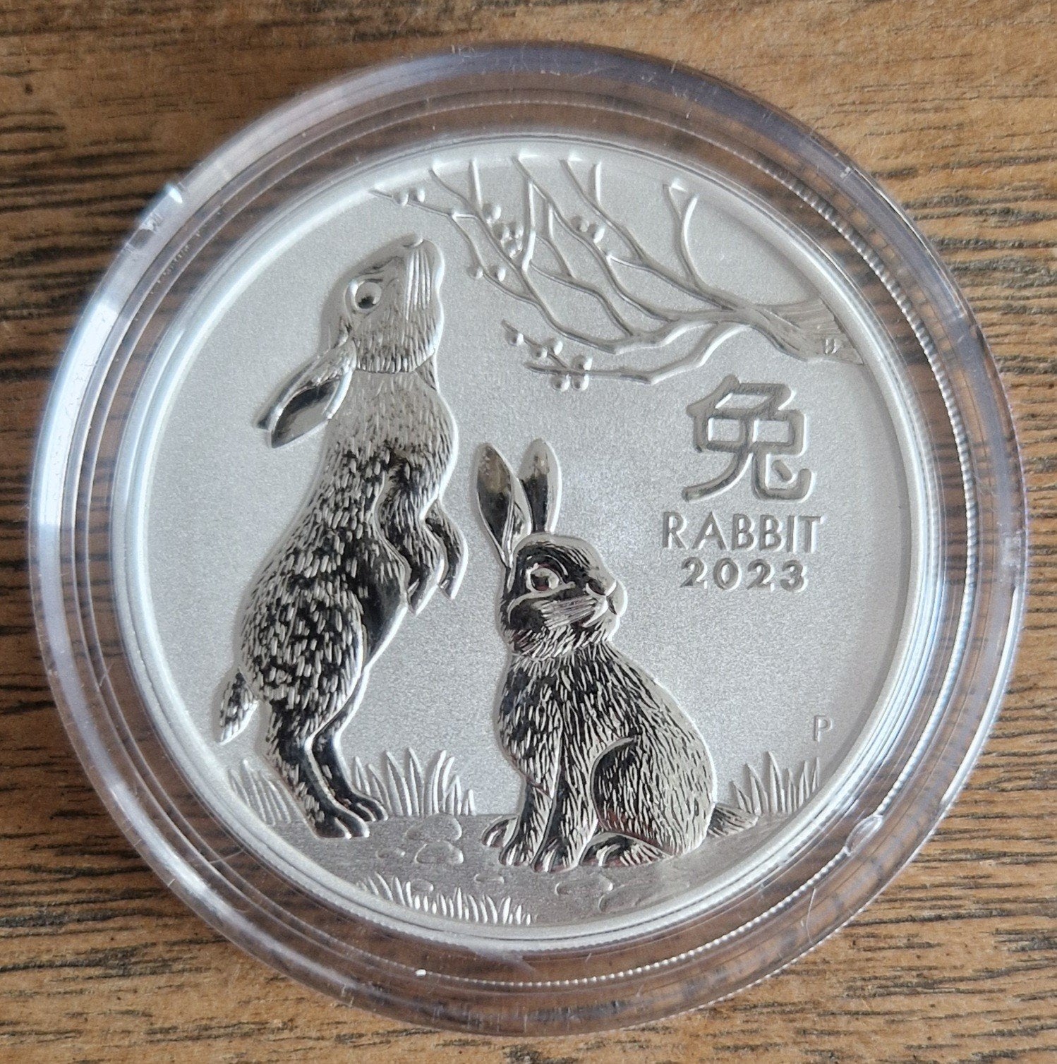 Lunar 3 Rabbit konijn 2023 2oz zilver BU, Ophalen of Verzenden, Zilver