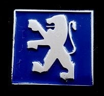 Peugeot pin- vierkant blauw gelakt, Verzenden, Nieuw, Transport, Speldje of Pin