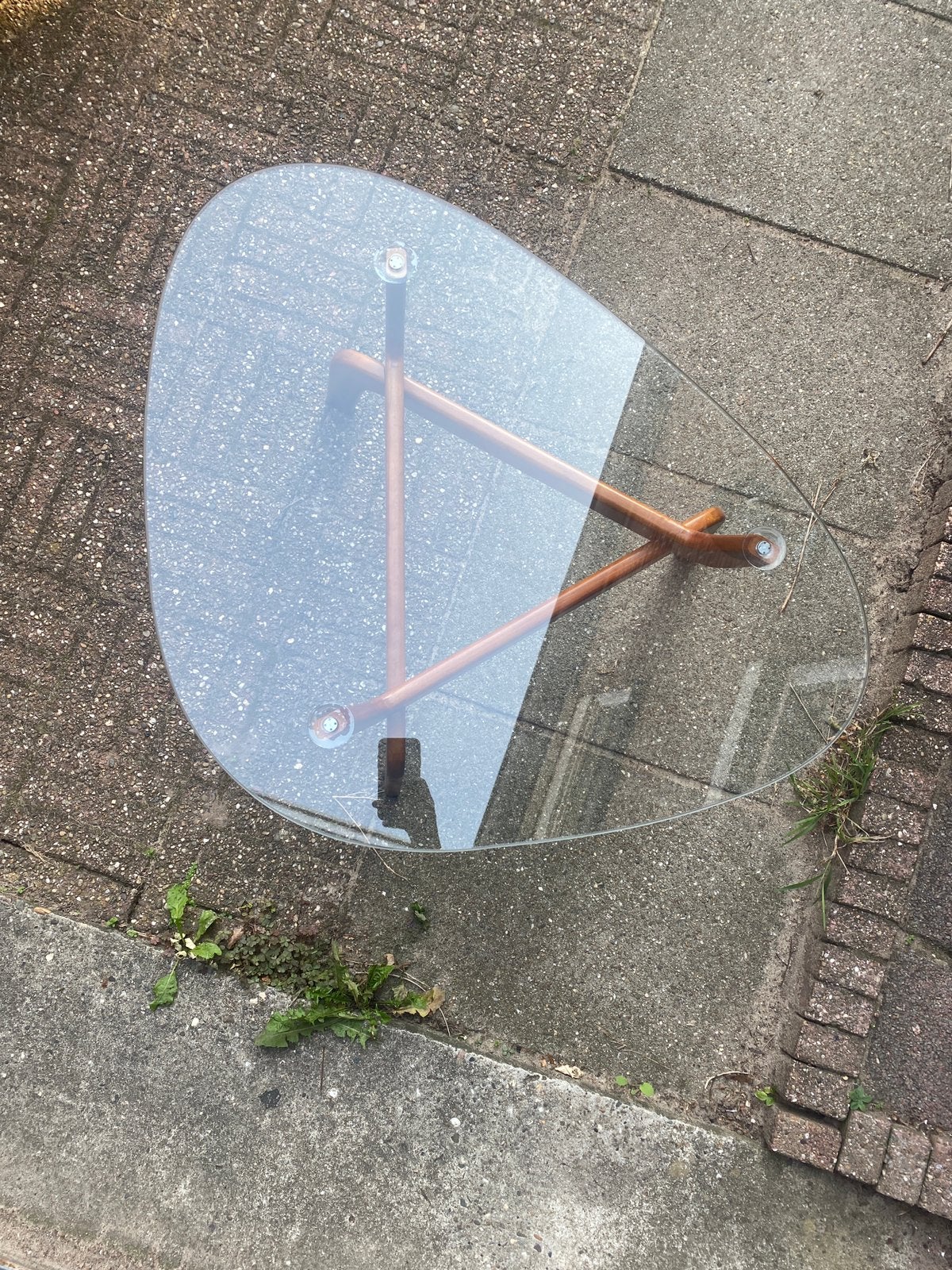 Glazen salon tafel in organische vorm, Ophalen, 50 tot 100 cm, 50 tot 100 cm, Overige vormen