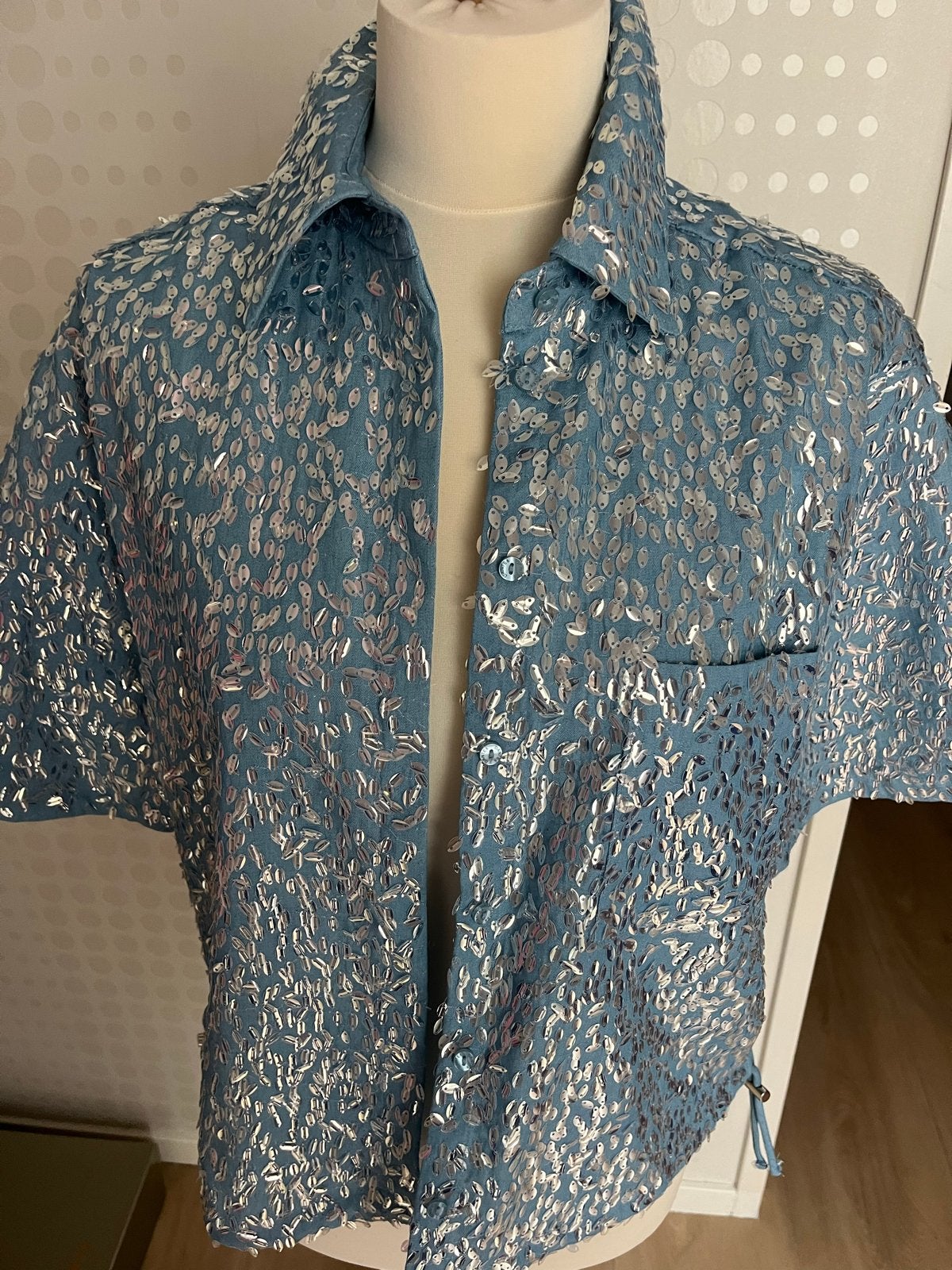 Dante 6 Bardot blouse met pailletten Maat 40, Kleding | Dames, Blouses en Tunieken, Ophalen of Verzenden, Zo goed als nieuw, Maat 38/40 (M)
