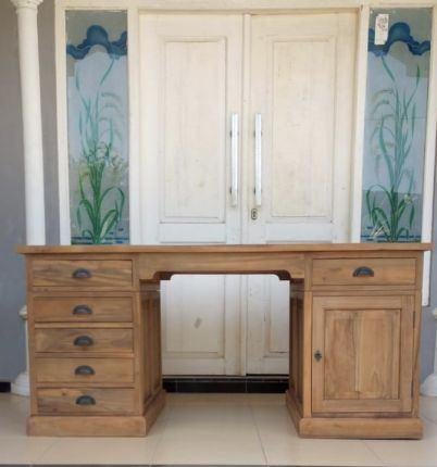 Teak Bureau 160 cm breed, Met lades, 160 cm, Verzenden, Hout