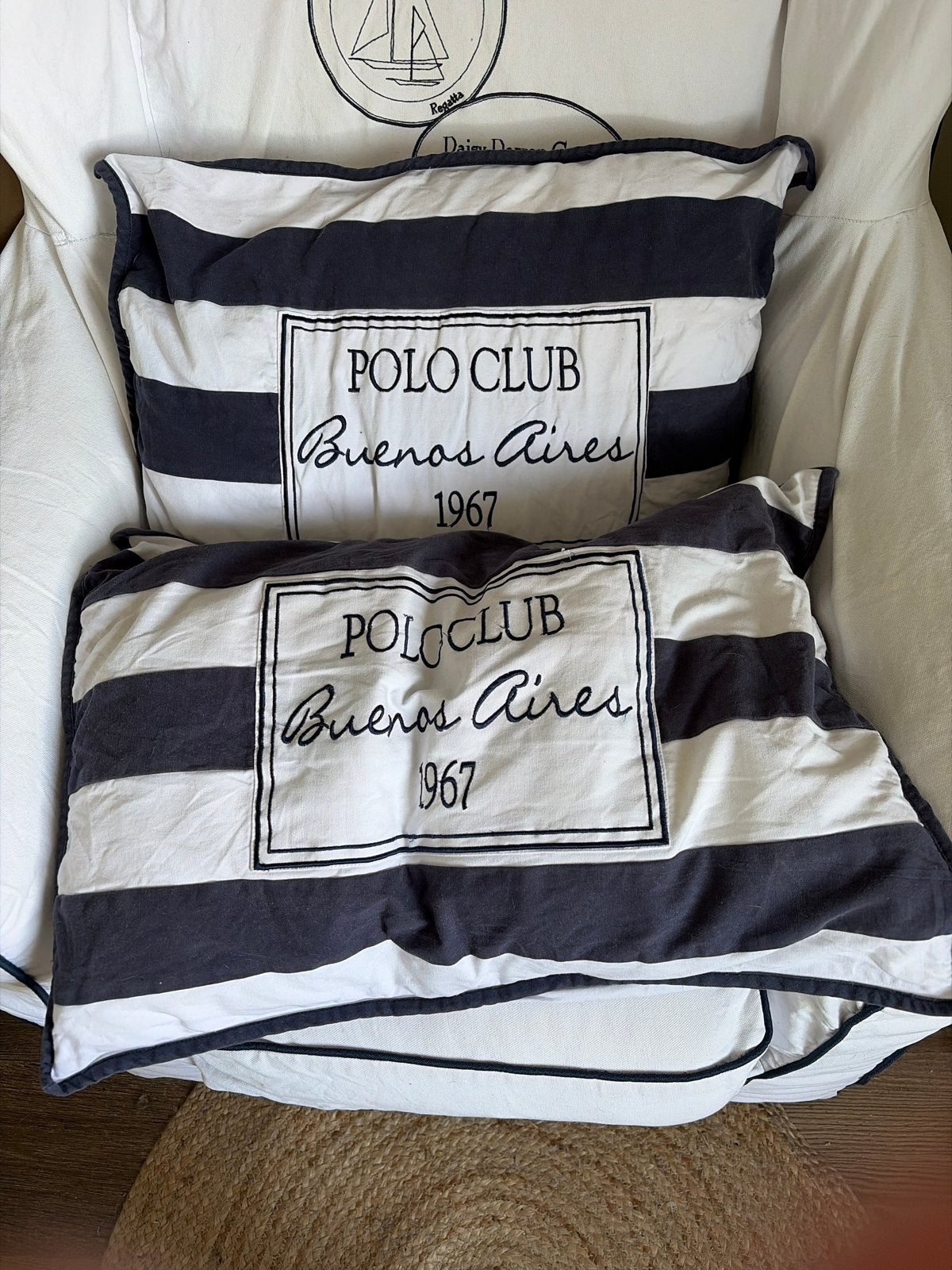 Twee Rivièra Maison sierkussens - Polo Club Buenos Aires, Gebruikt, Meerkleurig, Ophalen of Verzenden, Sierkussen