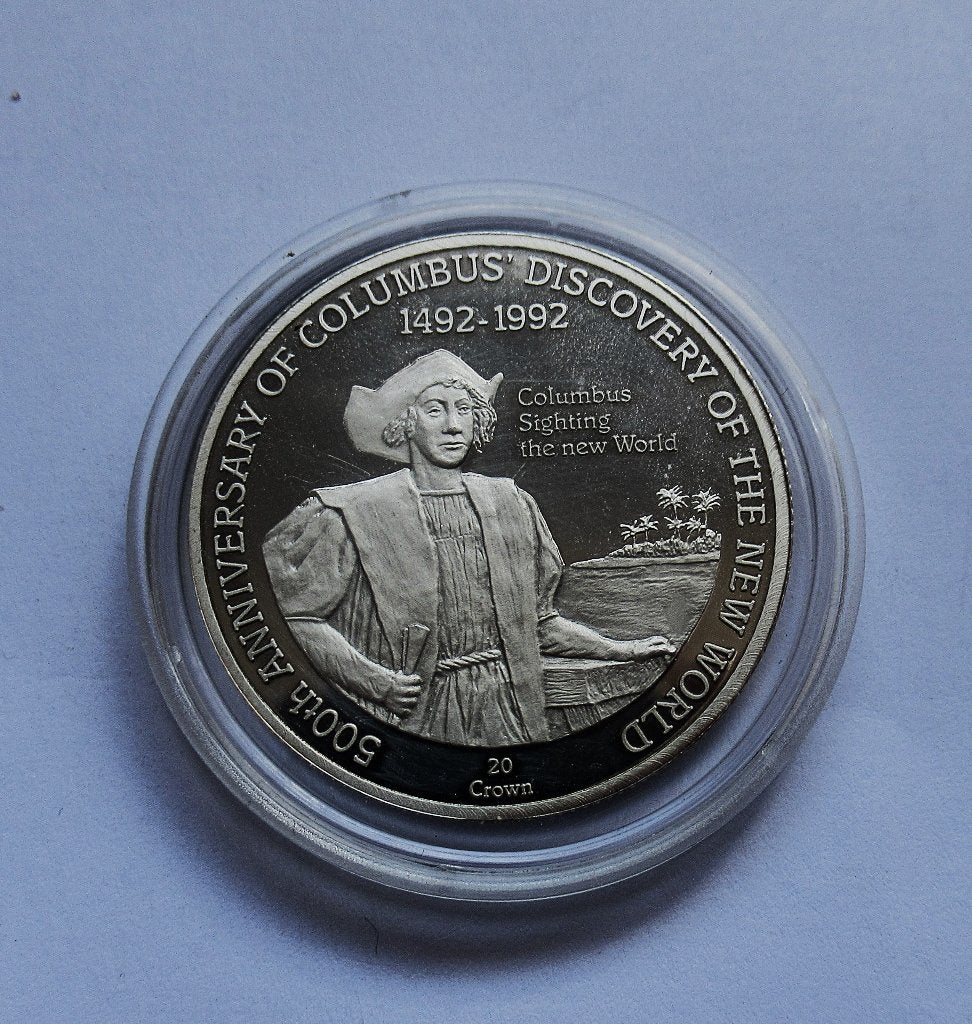 Turks and Caicos Islands 20 crown 1992, Verzenden, Zuid-Amerika, Zilver
