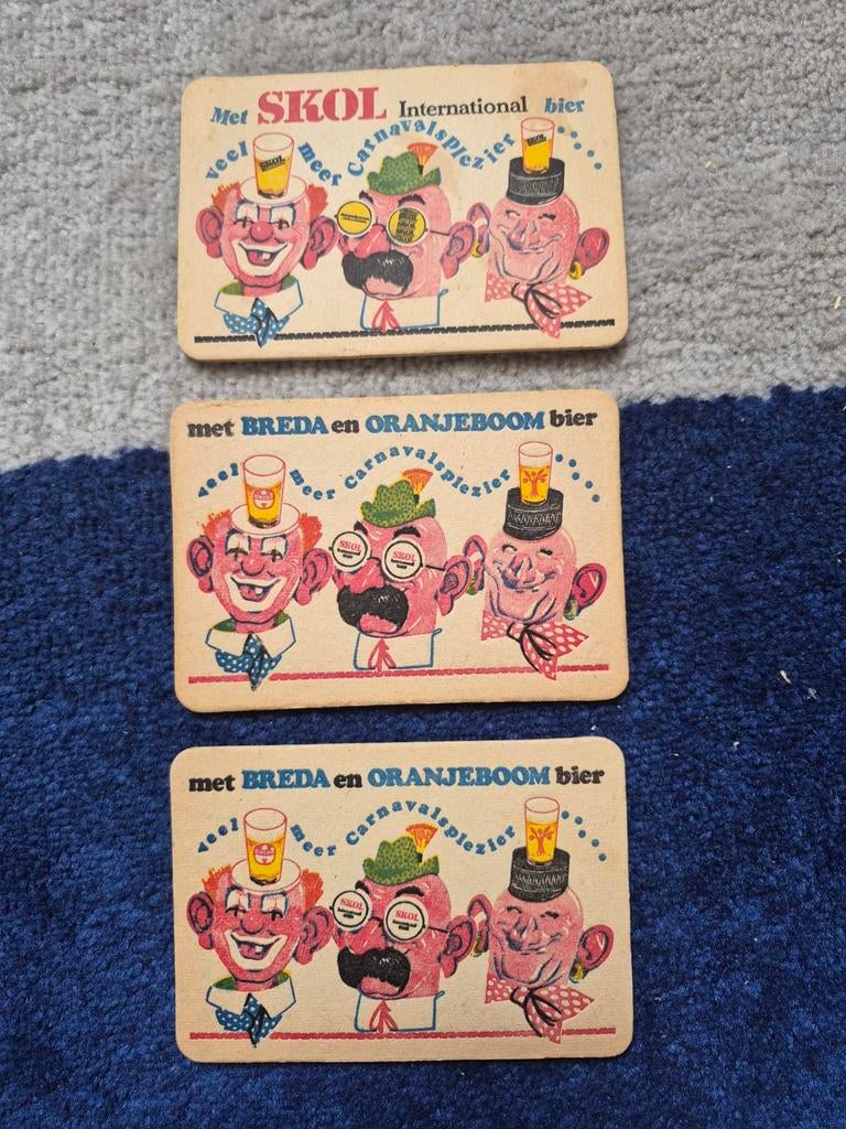 3 Zeer Oude Skol Breda Bier Viltjes - Carnavalsthema, Verzamelen, Biermerken, Ophalen of Verzenden