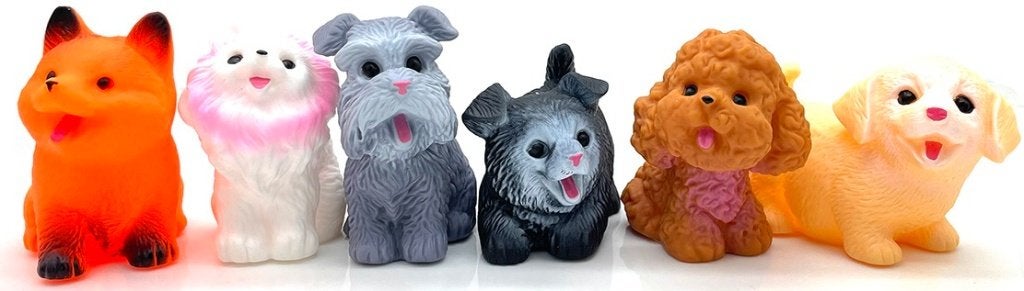 PARTIJ RUBBER DOGS 6CM IN DISPLAY, ., Nieuw, Ophalen of Verzenden, .